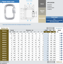 Maillon Rapide Square Reserve Lock Link Inox Maillon Ø 6mm